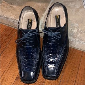 Navy Blue Leather Stacy Adams Dress Shoes